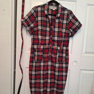 Collectif Caterina Sherwood Plaid Pencil Dress, UK 18, US 14